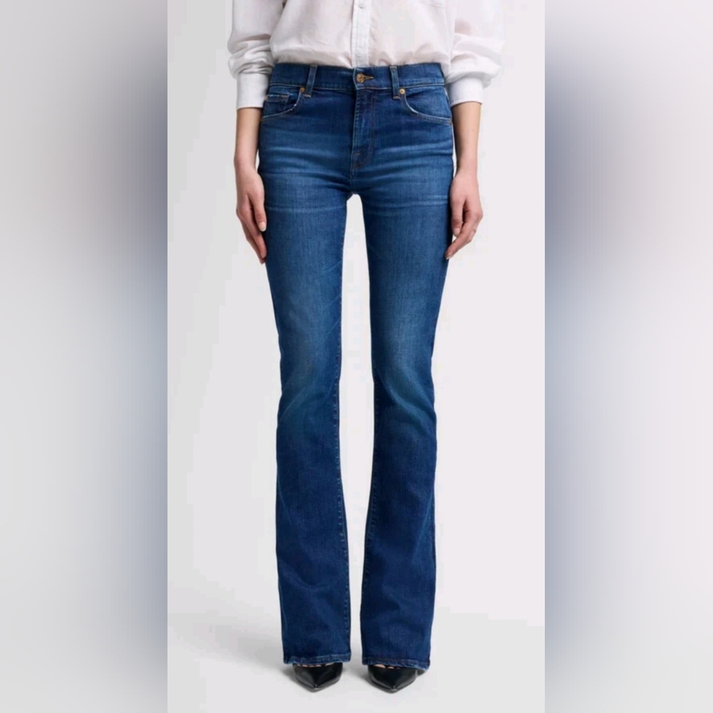 7 For All Mankind Slim Illusions Dark Denim Bootcut Jeans Sz 25, Color Broadway